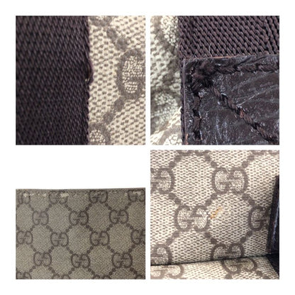 Gucci Beige Brown Silver Hardware GG Supreme Canvas/leather 141196 Tote Bag