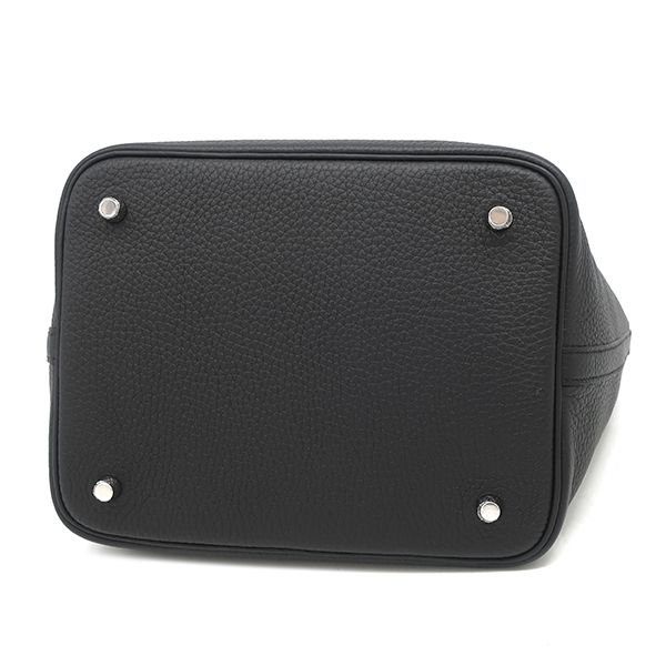 Hermes Handbag Picotin Lock MM Taurillon Clemence Black Silver Hardware Black K