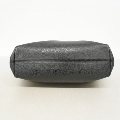 Chanel Handbag Caviar Skin Black Gold Hardware Women