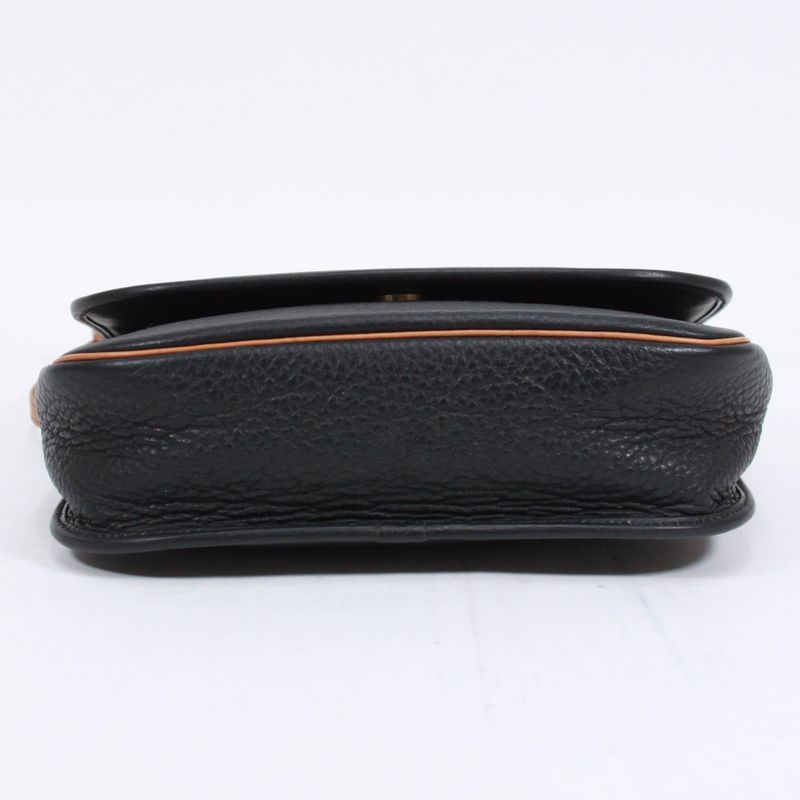 Christian Dior Leather Brown And Black Shoulder Bag Gold