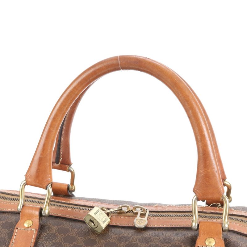 Vintage Celine Macadam Triomphe Leather Boston Bag Business Travel Tote Travel