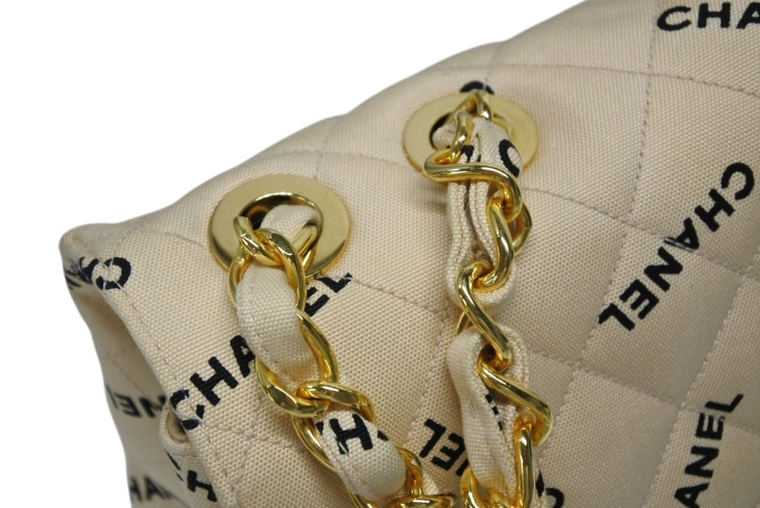 Chanel Maxi Quilted 34 S Flap Chain Shoulder Bag CC Logo Canvas Gold — view 5