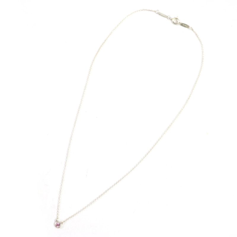  Tiffany & Co Colored Visa Yard Sv925 Pink Sapphire Chain Necklace Silver Made