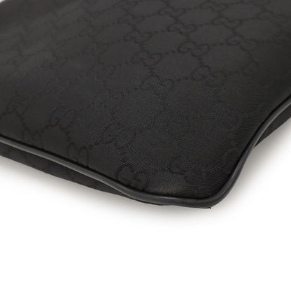 Gucci GG Nylon Shoulder Bag Crossbody Depth None Leather Black Black Gray