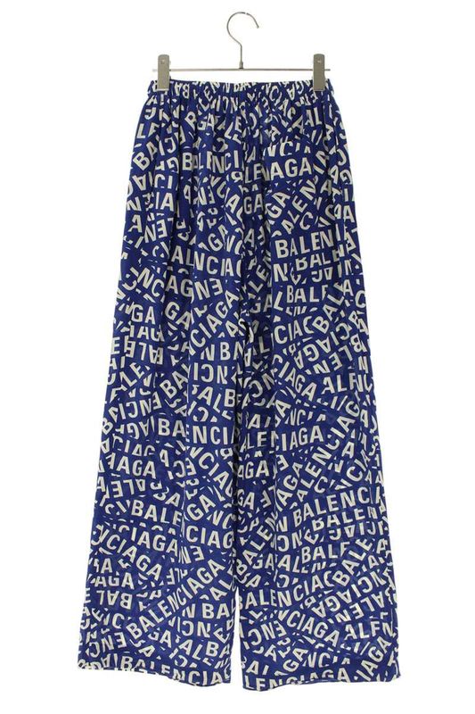Balenciaga 659026 Tnl05 Logo All Over Silk Long Pants Women 34