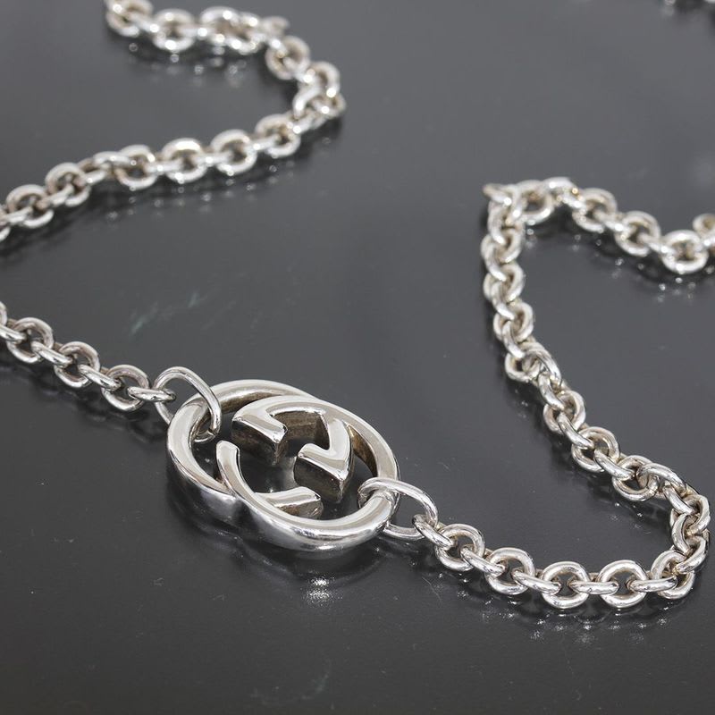 Gucci Interlocking Necklace Double G Silver 925 E1032
