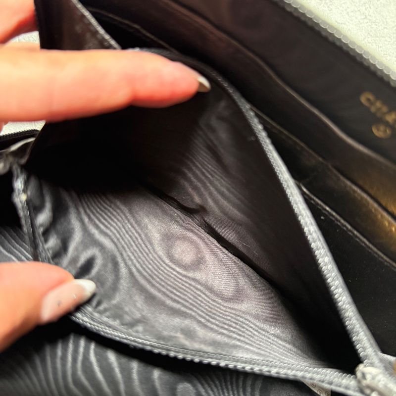 Chanel Round Zipper Long Wallet Coco Patent Leather Decacoco Long Wallet Black