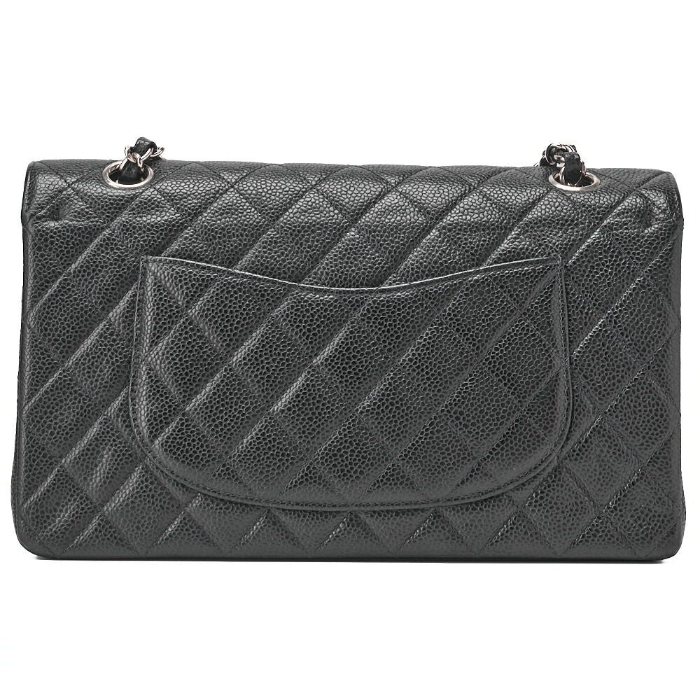 Chanel Matelasse Double Flap 25cm (984in) Chain Shoulder Caviar Skin Black