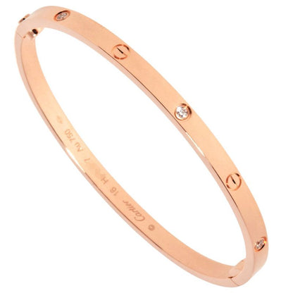 Cartier LOVE Bracelet Diamond #16 B6047600 18K Pink Gold 175g SM Half Diamond
