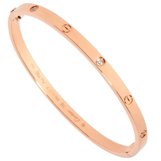 Cartier LOVE Bracelet Diamond #16 B6047600 18K Pink Gold 175g SM Half Diamond