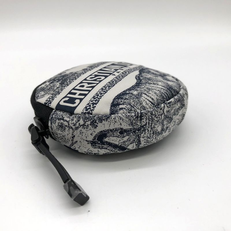 Christian DIOR Toile De Jouy Coin Case White/blue Taiga - Tiger Fabric Women's