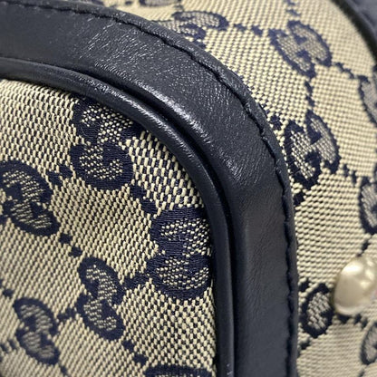 Gucci Handbag GG Pattern 269876 Navy X Ivory X Red Mini Boston Leather