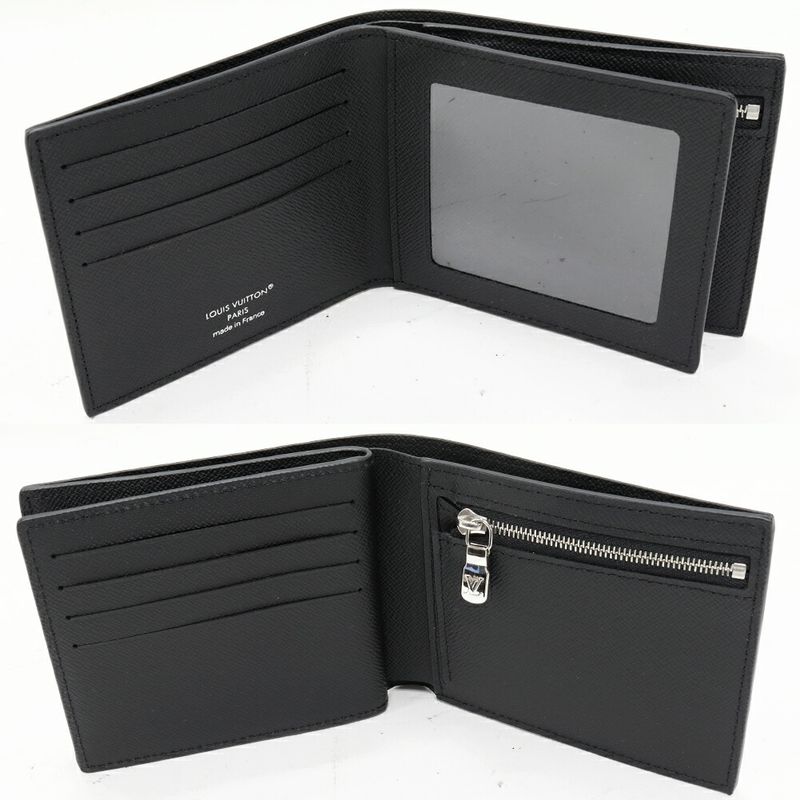 Louis Vuitton Taiga Noir Black Portefeuille Amerigo NM M62045 Folding Wallet