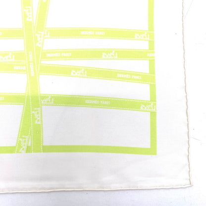 Hermes Scarf Carre 45 Borduc Green White 100% Silk