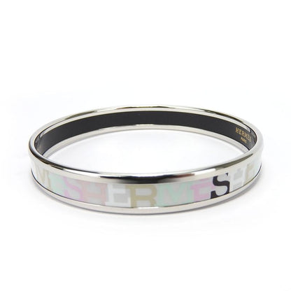 Hermes Bangle Emile PM Enamel Metal Multicolor Light Gray Silver Hardware