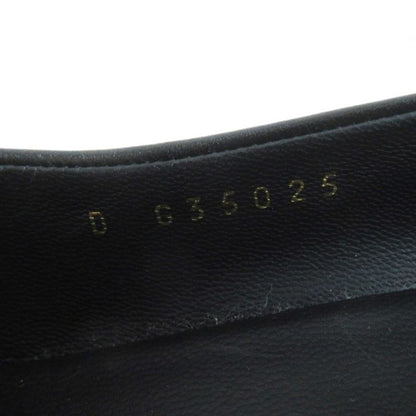 CHANEL G35025 Round Toe Leather Pumps With Coco Mark Black Gold Hardware 36