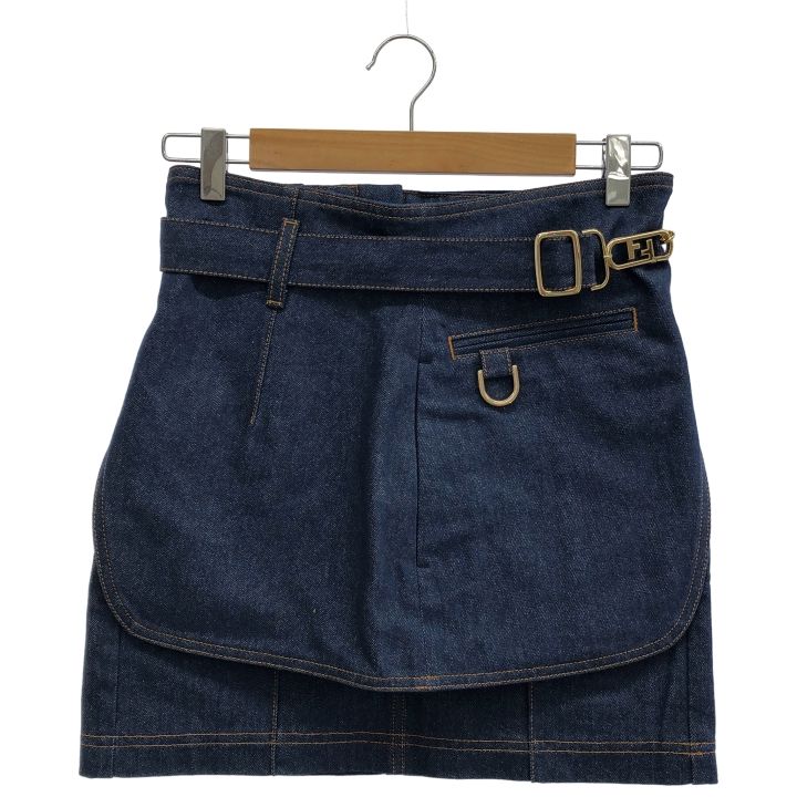 Fendi ⑤ Flq553 Layered Denim Skirt Women's Navy 36
