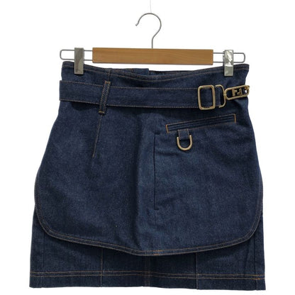 Fendi ⑤ Flq553 Layered Denim Skirt Women's Navy 36