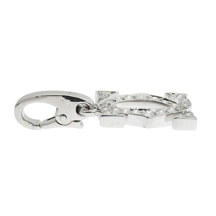 Cartier 2C Diamond Pendant Top 18K White Gold 750 White Gold Diamond Charm