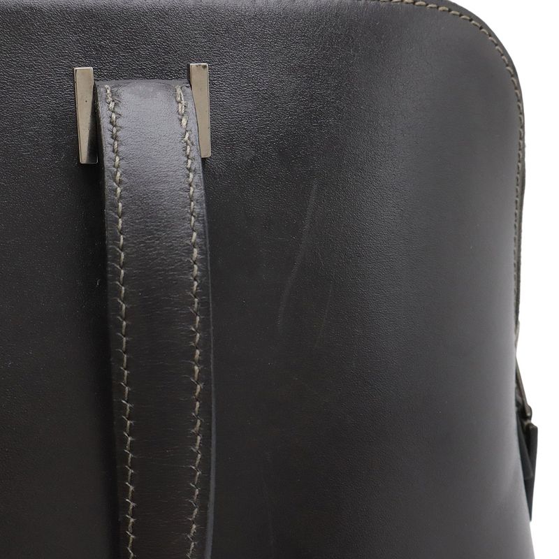 Hermes Escapada Tote Handbag Box Calf Leather Dark Grey Silver Hardware