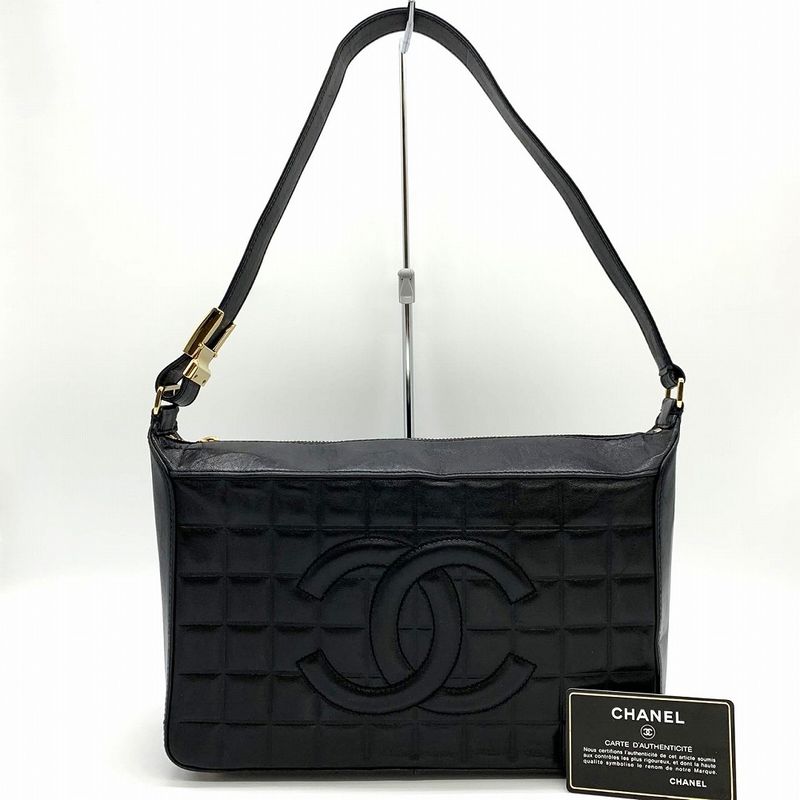Chanel Chocobar Light Shape Shoulder Bag One Shoulder Coco Mark Lambskin Black