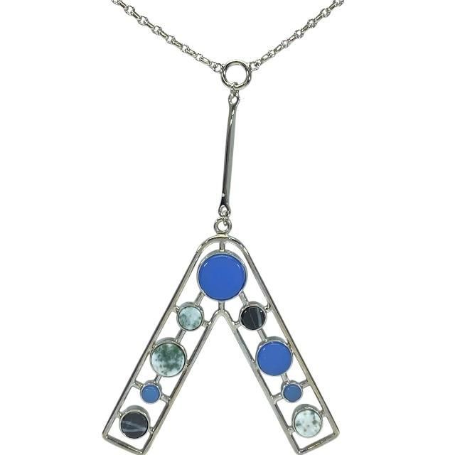Christian DIOR Necklace Jewelry Accessories Small Metal Silver Multicolor