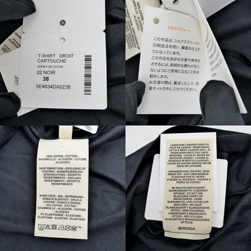 Hermes T-shirt Culture Black Size 38 Cotton Short Sleeve Women's
