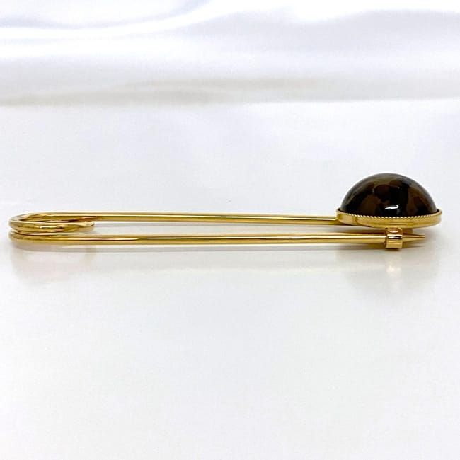 Fendi Pin Brooch Ec21581 Gold Beige Brown