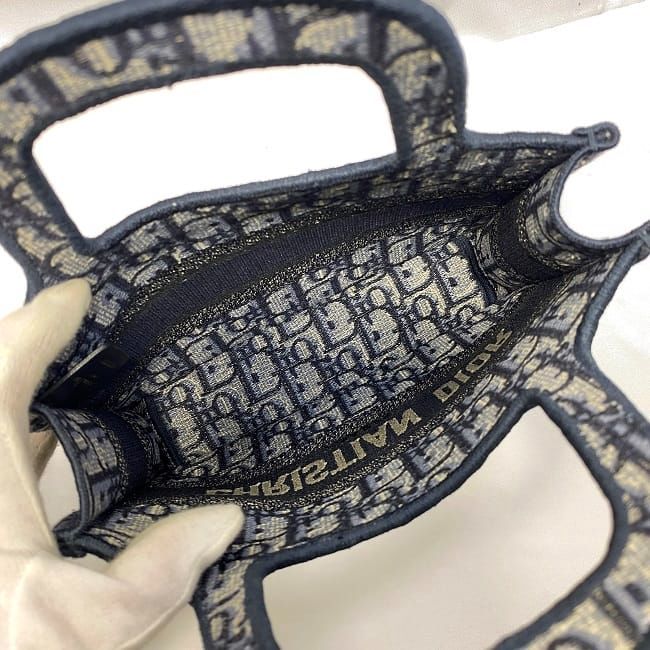 Christian Dior Handbag Book Tote Mini Navy Blue