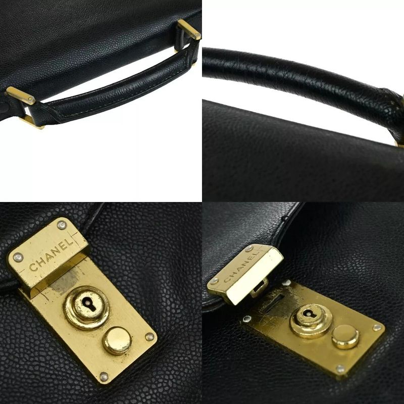 Chanel Business Bag Handbag Briefcase Black Leather 11ka220