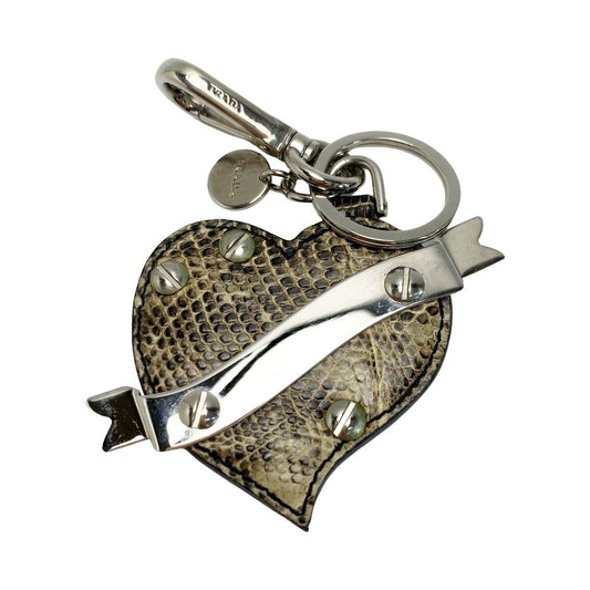 Prada Lizard Leather Heart-Shaped Key Holder Charm