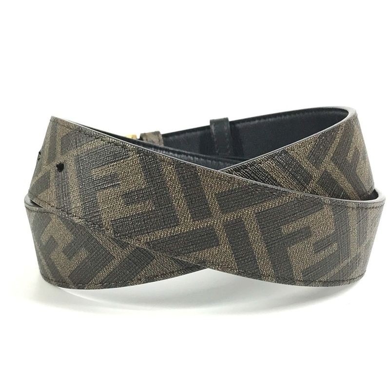 Fendi Belt Zucca Logo Leather Brown