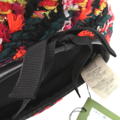 Gucci Tweed Check Beret With Ribbon GG Logo 729140 Wool Nylon Multicolor 1645
