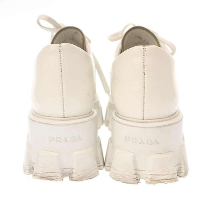 Prada Monolith Brushed Leather Lace Up Shoes 708 White 36