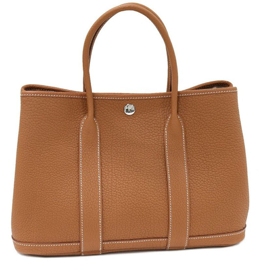 Hermes Tote Handbag Garden Party 30 TPM Negonda Gold Silver Hardware