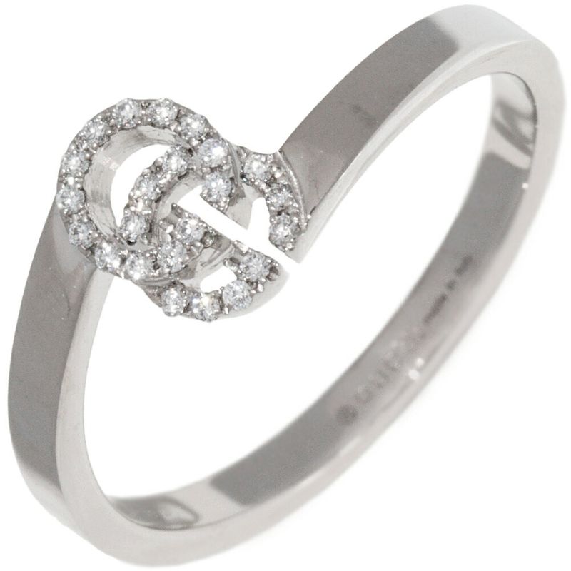 Gucci 18K White Gold Ring With 23 Diamonds (approx 012ct) GG Running Ring Width