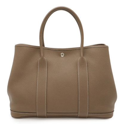 Hermes Garden Party PM Tote Handbag Negonda Leather Etoupe Glazed Silver