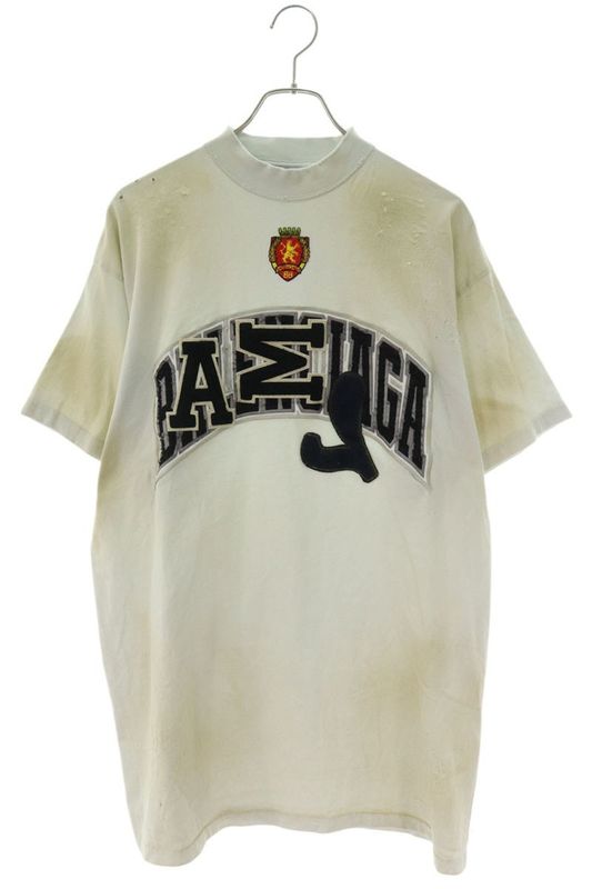 Balenciaga 23SS 739028 Tovn2 Crushed Dust Finish Wappen T-shirt Men 1