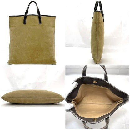 Loewe Tote Bag Beige Brown Anagram Excellent Condition Suede Leather