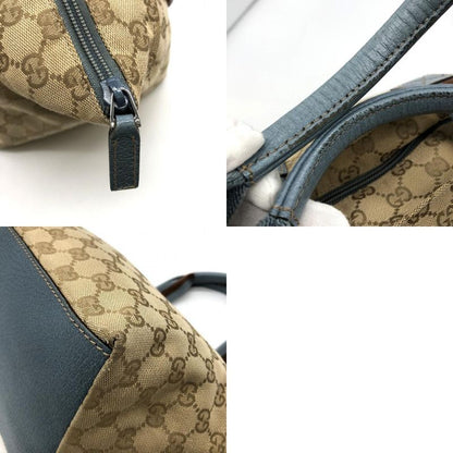 Gucci 131228 Handbag Tote Sherry Line GG Canvas Light Blue Brown Women Men