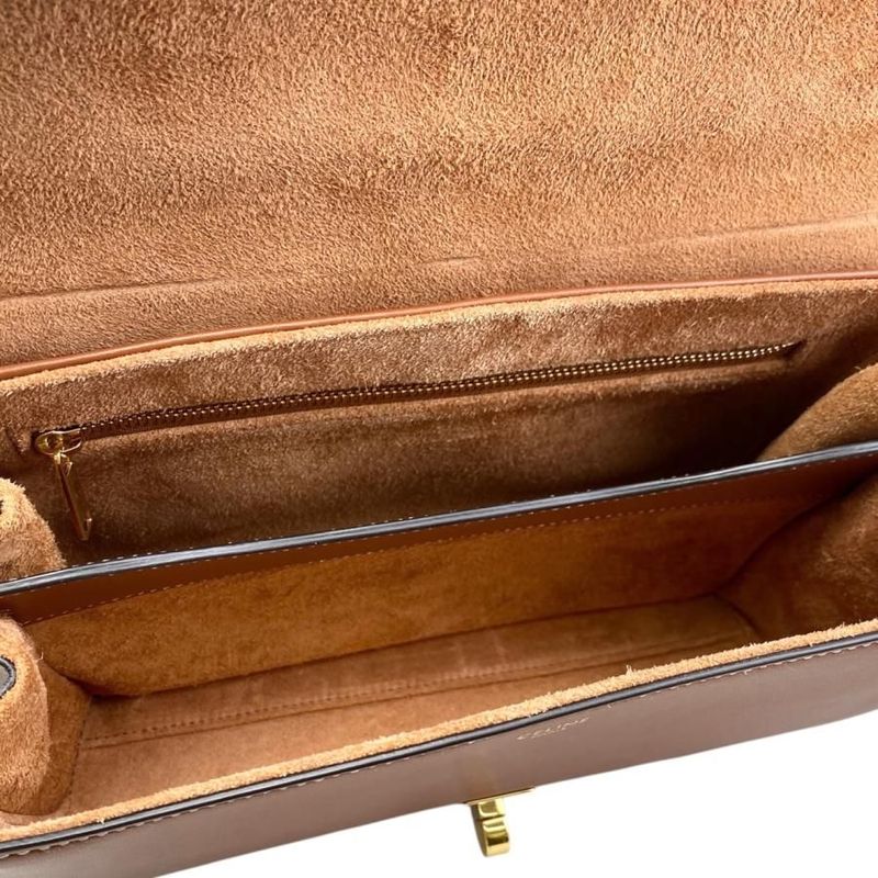 Celine Shoulder Bag Teen Soft 16 Caisse 196853 Calfskin Tan Brown Gold Hardware