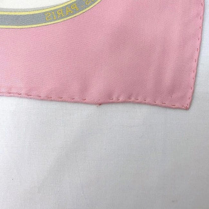 Hermes Scarf Carr 90 Pink White Perfume Bottle Cleaned