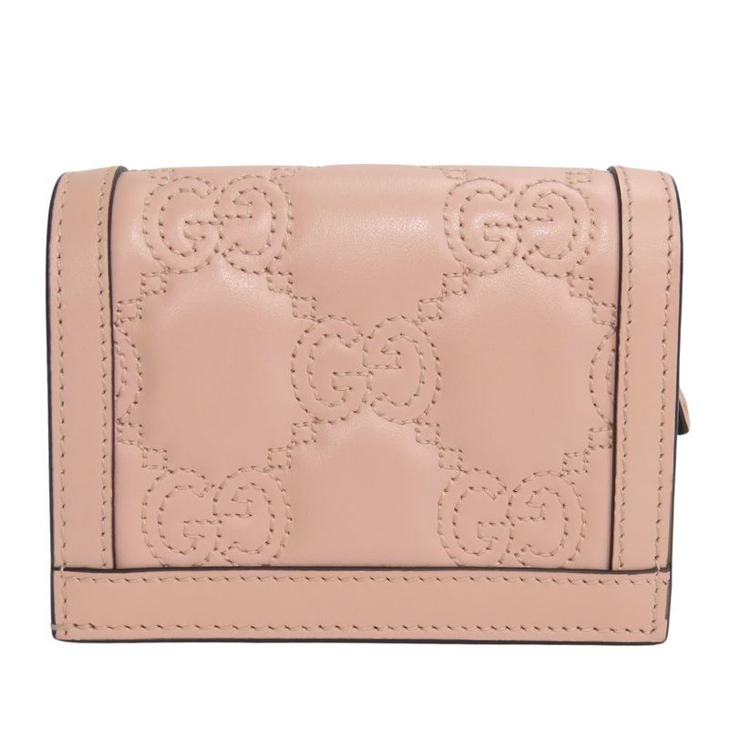 Polar Gucci Bifold Wallet 723786 Ggmatelasse Leather Pink Gold Hardware Small