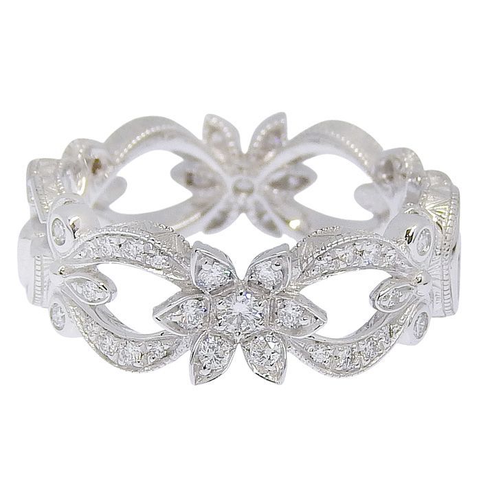 Gucci Flora Motif Diamond Ring 18K White Gold 750 White Gold Diamond #8