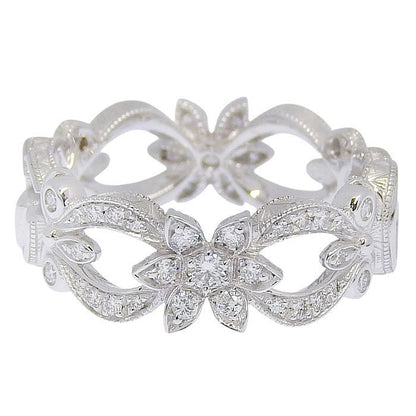 Gucci Flora Motif Diamond Ring 18K White Gold 750 White Gold Diamond #8