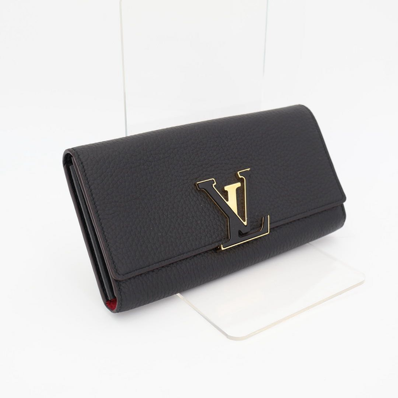 Louis Vuitton Long Wallet Portefeuille Capucines Taurillon Leather Marine Rouge