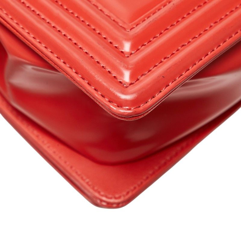 Chanel Boy Chanel Chain Shoulder Bag Red Leather Women Chanel