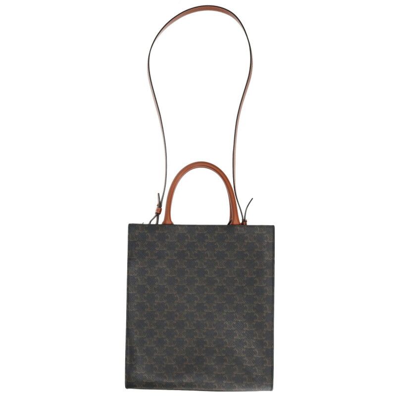 Celine Vertical Cabas Small Triomphe Logo Leather 2WAY Tote Bag Men's