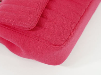 Authentic Chanel Mademoiselle Coco Mark Chain Shoulder Bag Pochette Canvas Pink