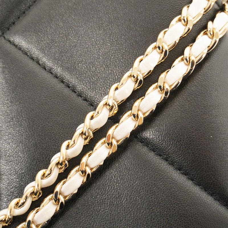 Chanel Shoulder Bag Matelasse Lambskin Black Chien Pan Gold Hardware Women